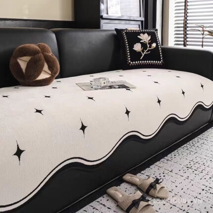 Tấm phủ ghế sofa vải Chenille viền lượn sóng PJ1947