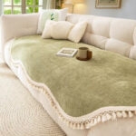 Tấm phủ ghế sofa vải Chenille viền tua rua PJ3885