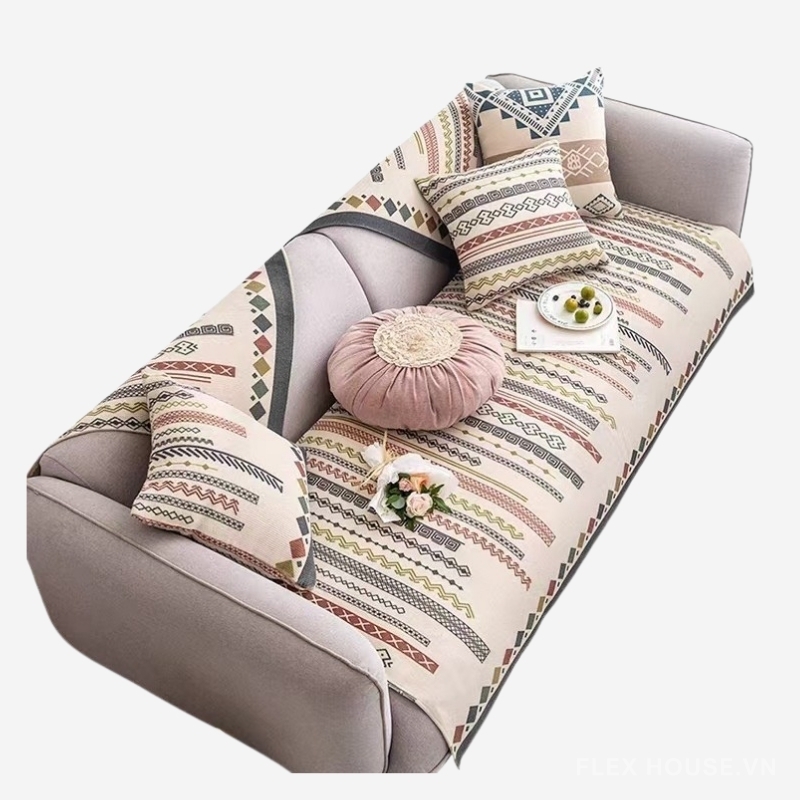 Tấm phủ ghế sofa vải cotton pha lanh tự nhiên PJ0014 7 Tấm phủ ghế sofa vải cotton pha lanh tự nhiên PJ0014 10