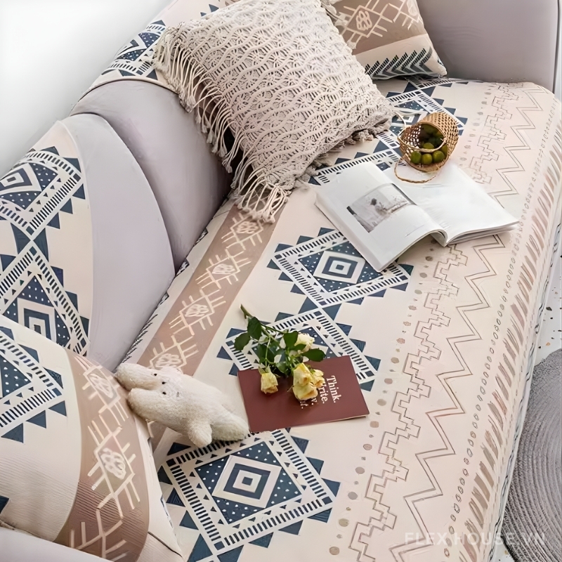 Tấm phủ ghế sofa vải cotton pha lanh tự nhiên PJ0014 6 Tấm phủ ghế sofa vải cotton pha lanh tự nhiên PJ0014 9