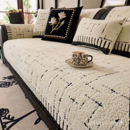 Tấm phủ ghế sofa vải lông mềm dạng nét đứt PJ6993