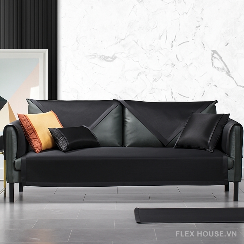 Tấm phủ ghế sofa vải lụa băng đen sang trọng PJ5474 1 Tấm phủ ghế sofa vải lụa băng đen sang trọng PJ5474
