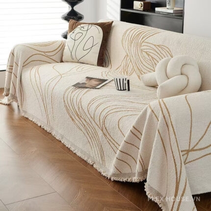 Tấm phủ ghế sofa vải nhung đường cong nghệ thuật PJ2271