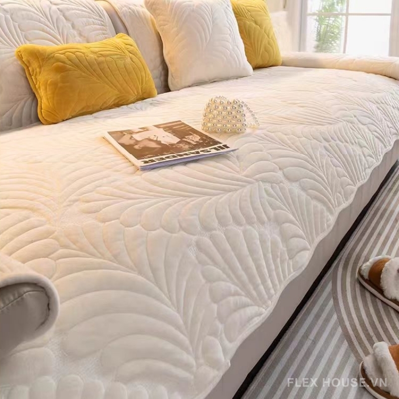 Tấm phủ ghế sofa vải nhung họa tiết lá xòe PJ4390 3 Tấm phủ ghế sofa vải nhung họa tiết lá xòe PJ4390 8