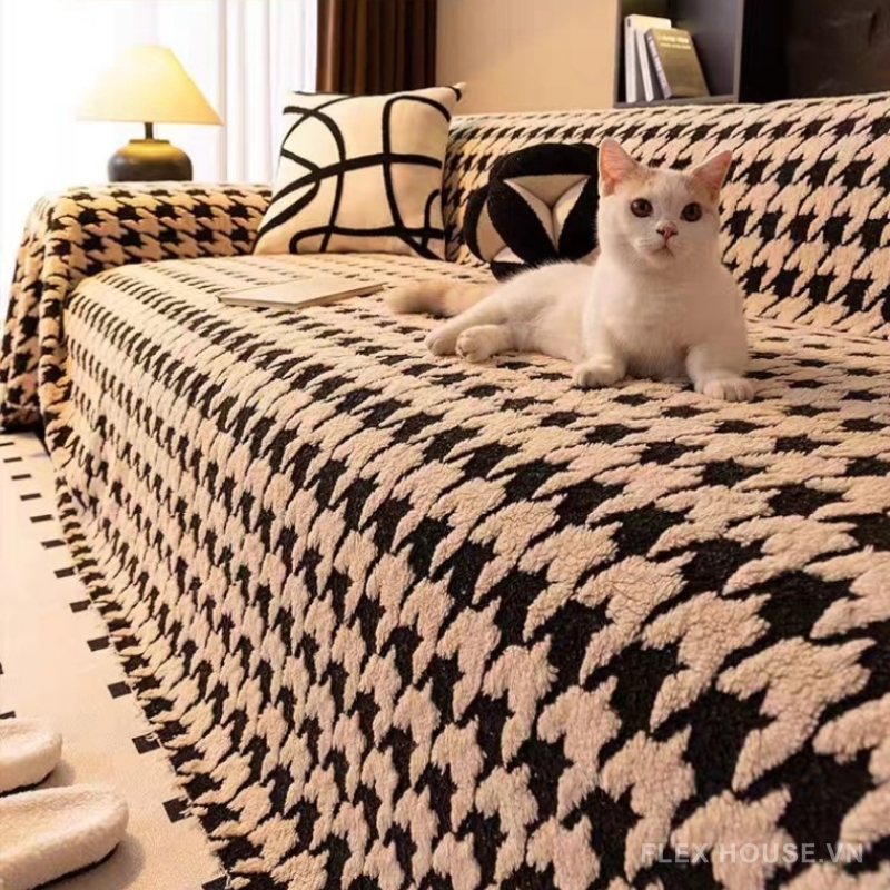 Tấm phủ ghế sofa vải nhung họa tiết răng sói PJ8748 4 Tấm phủ ghế sofa vải nhung họa tiết răng sói PJ8748 6