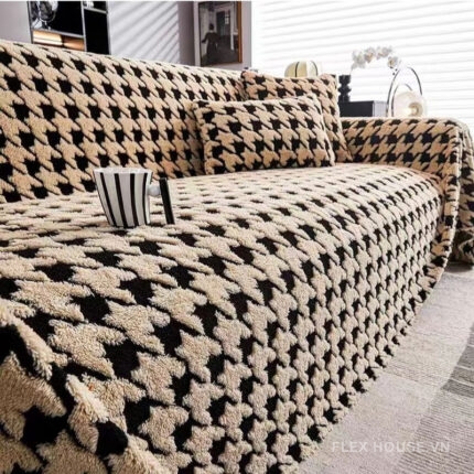 Tấm phủ ghế sofa vải nhung họa tiết răng sói PJ8748