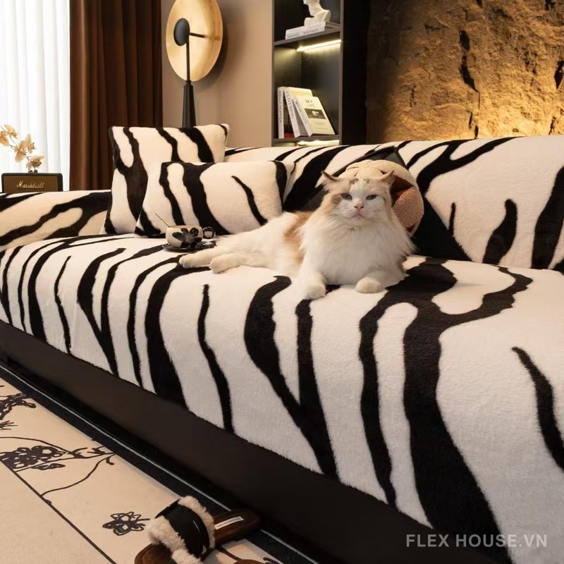 Tấm phủ ghế sofa vải nhung sọc ngựa vằn PJ6329 1 Tấm phủ ghế sofa vải nhung sọc ngựa vằn PJ6329