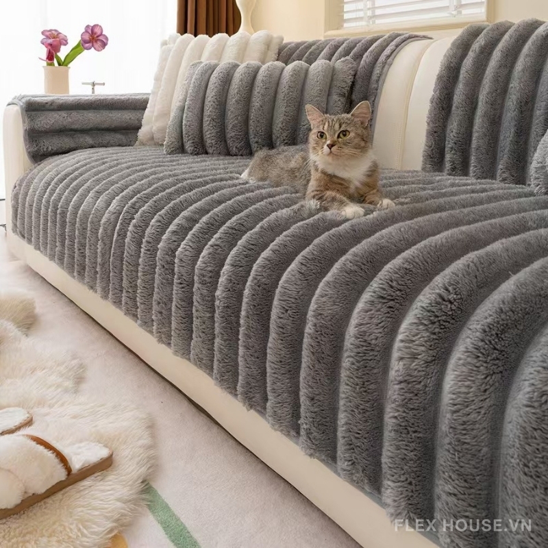 Tấm phủ ghế sofa vải nhung sọc nổi PJ6581 2 Tấm phủ ghế sofa vải nhung sọc nổi PJ6581 5