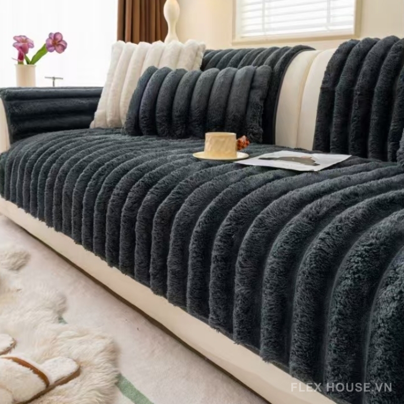Tấm phủ ghế sofa vải nhung sọc nổi PJ6581 3 Tấm phủ ghế sofa vải nhung sọc nổi PJ6581 6