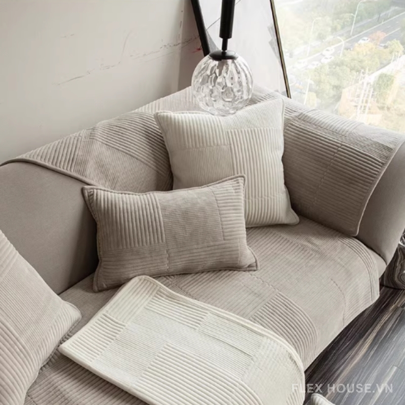 Tấm phủ ghế sofa vải nhung tối giản hiện đại PJ4087 4 Tấm phủ ghế sofa vải nhung tối giản hiện đại PJ4087