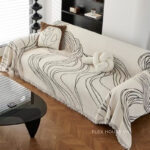 Tấm phủ sofa nhung họa tiết nét cong uốn lượn PJ2270