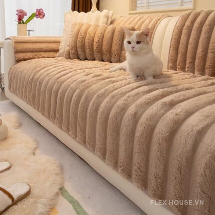Tấm phủ sofa nhung sọc nổi gợn sóng PJ6580