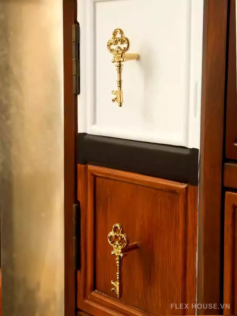 Tay nắm tủ đồng hình chìa khóa Retro kiểu Âu JTH775 14