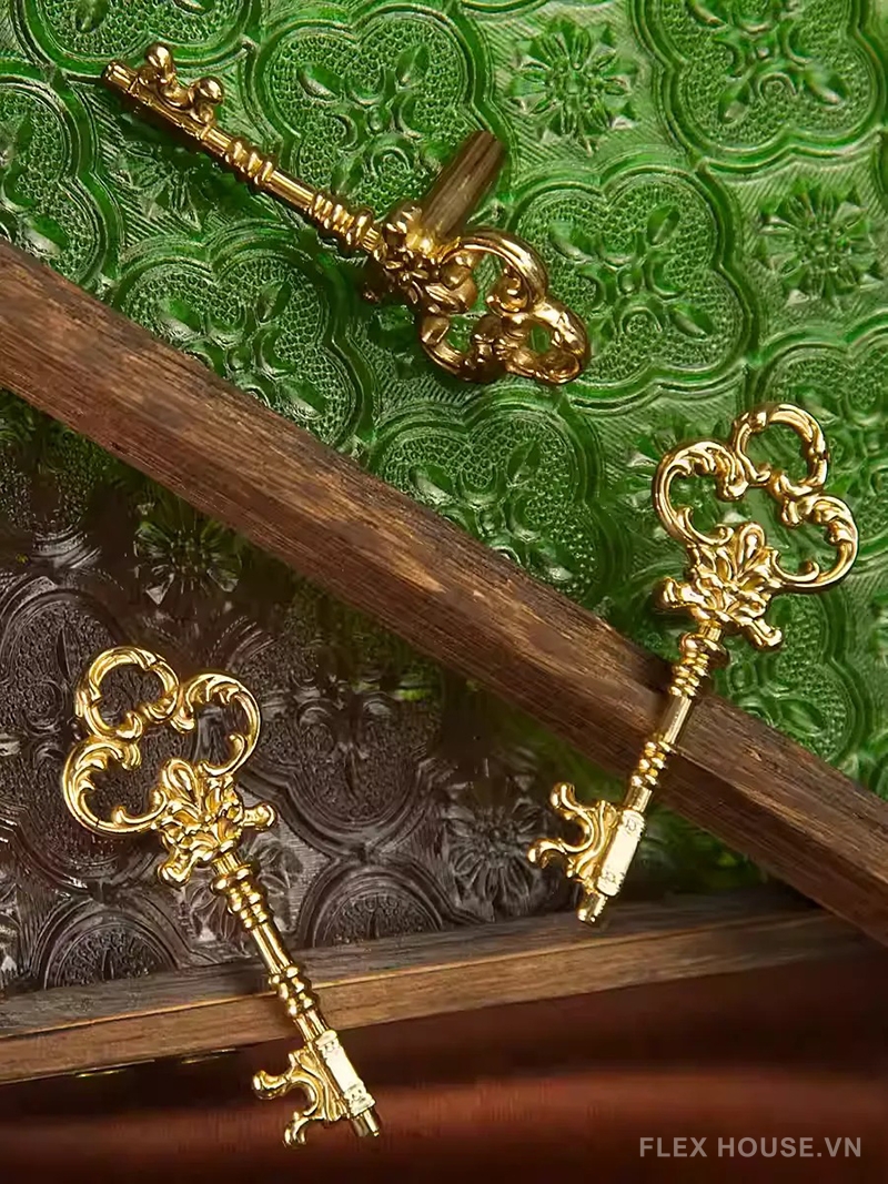 Tay nắm tủ đồng hình chìa khóa Retro kiểu Âu JTH775 9