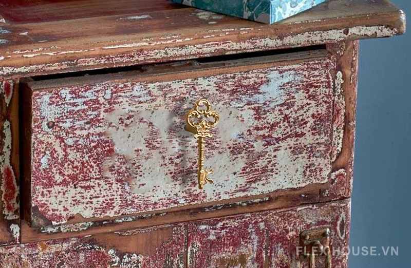 Tay nắm tủ đồng hình chìa khóa Retro kiểu Âu JTH775 11