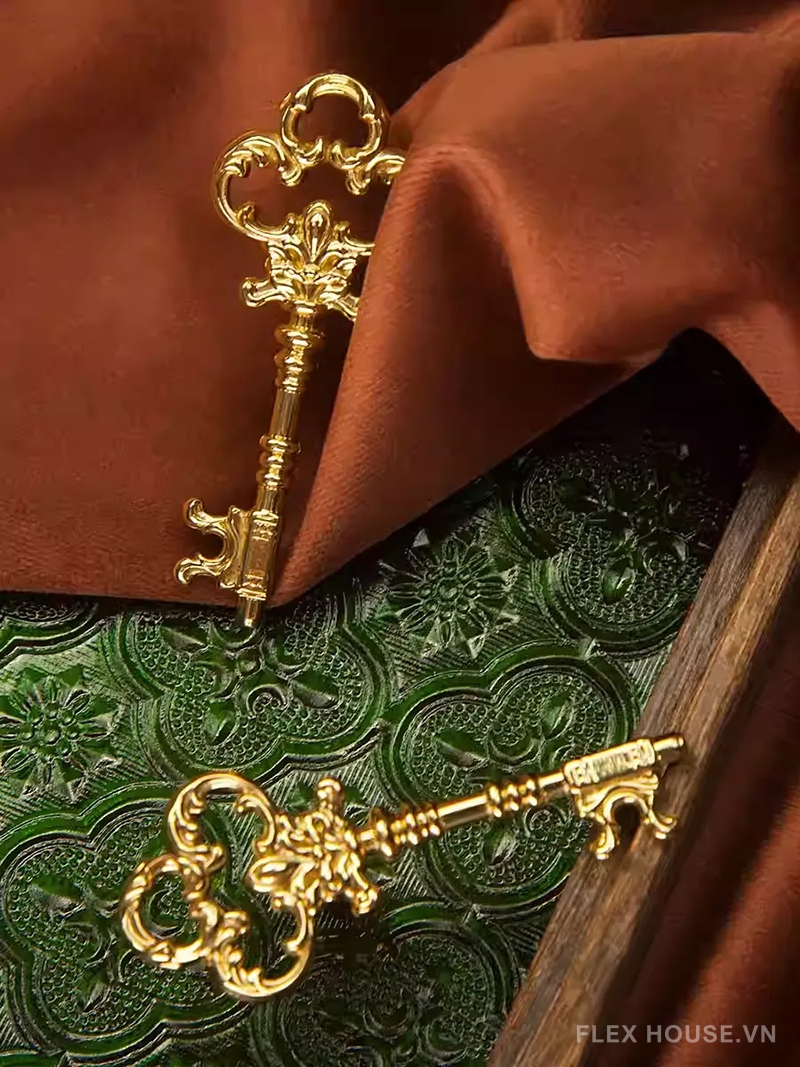 Tay nắm tủ đồng hình chìa khóa Retro kiểu Âu JTH775 7