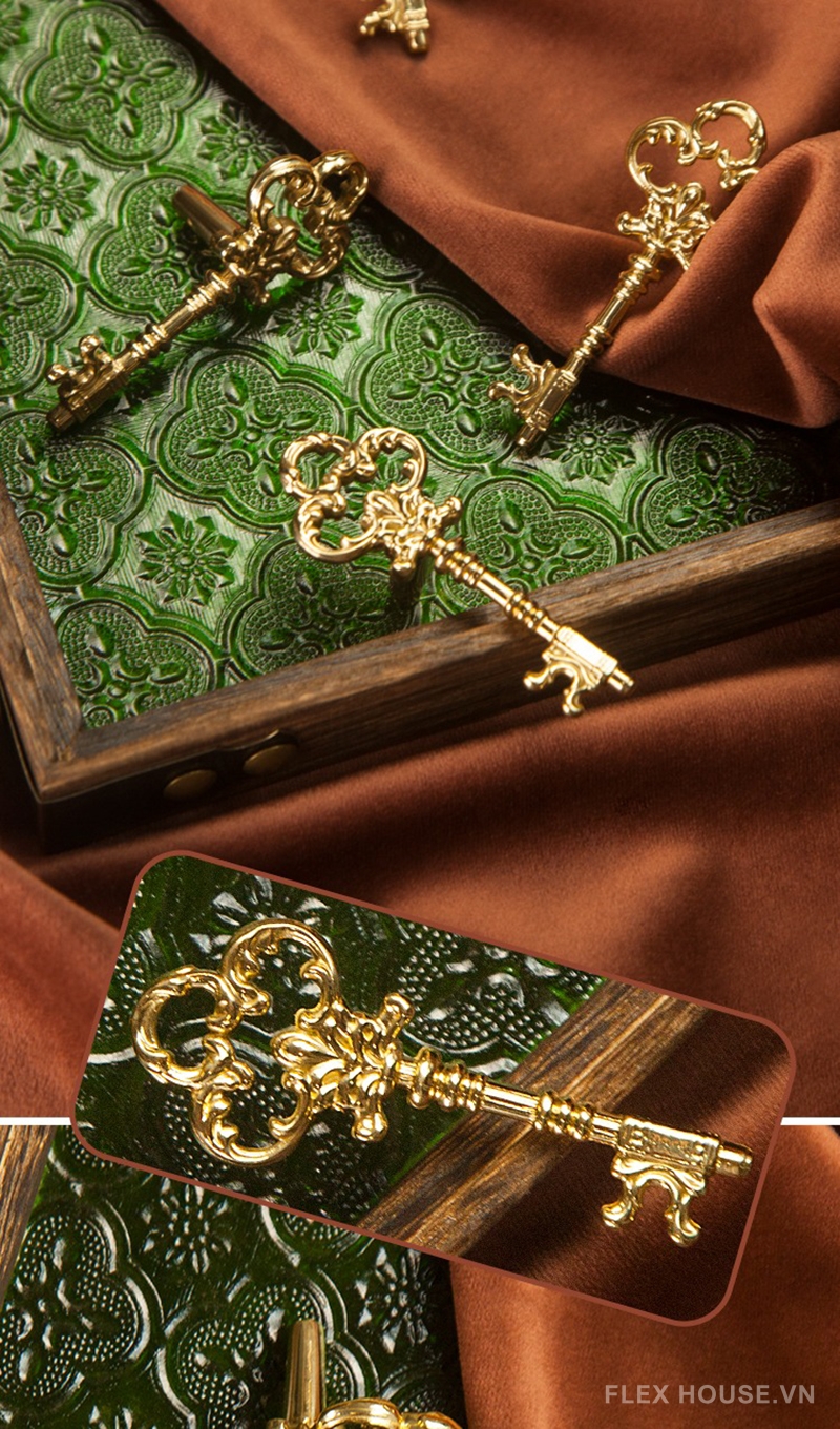 Tay nắm tủ đồng hình chìa khóa Retro kiểu Âu JTH775 8