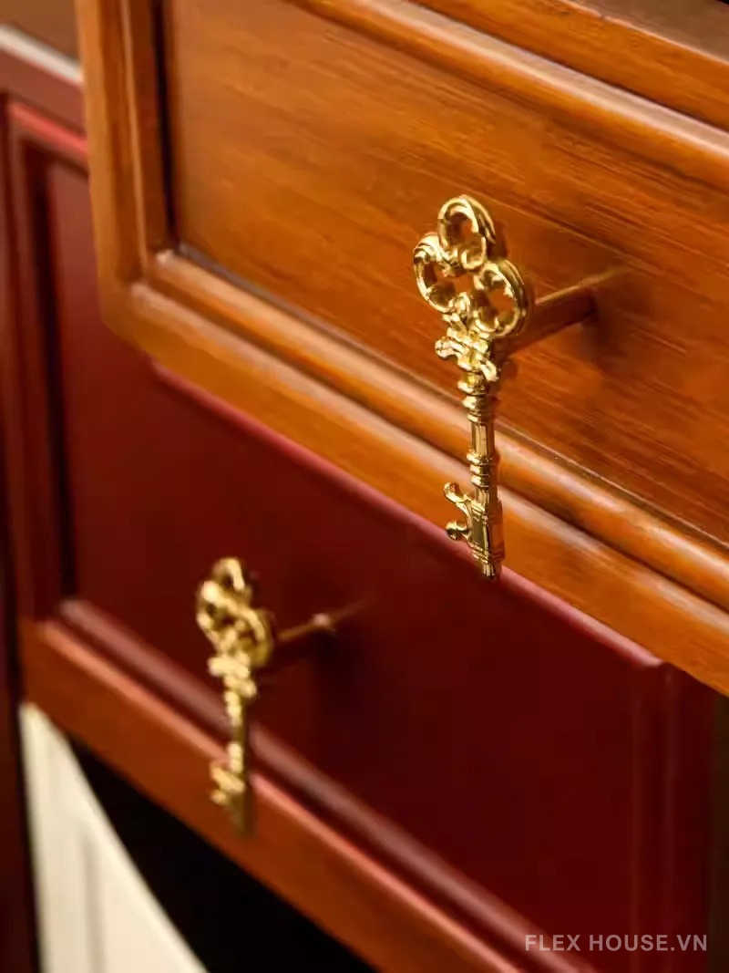 Tay nắm tủ đồng hình chìa khóa Retro kiểu Âu JTH775 10