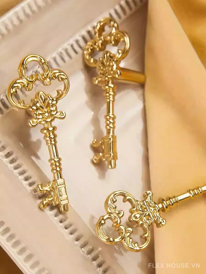 Tay nắm tủ đồng hình chìa khóa Retro kiểu Âu JTH775 5