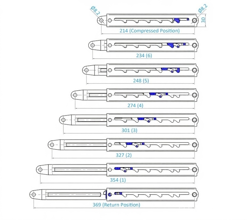 Thanh nâng 6 nấc tạo độ nghiêng giường và bàn KY401.6 5 Thanh nâng 6 nấc tạo độ nghiêng giường và bàn KY401.6 11