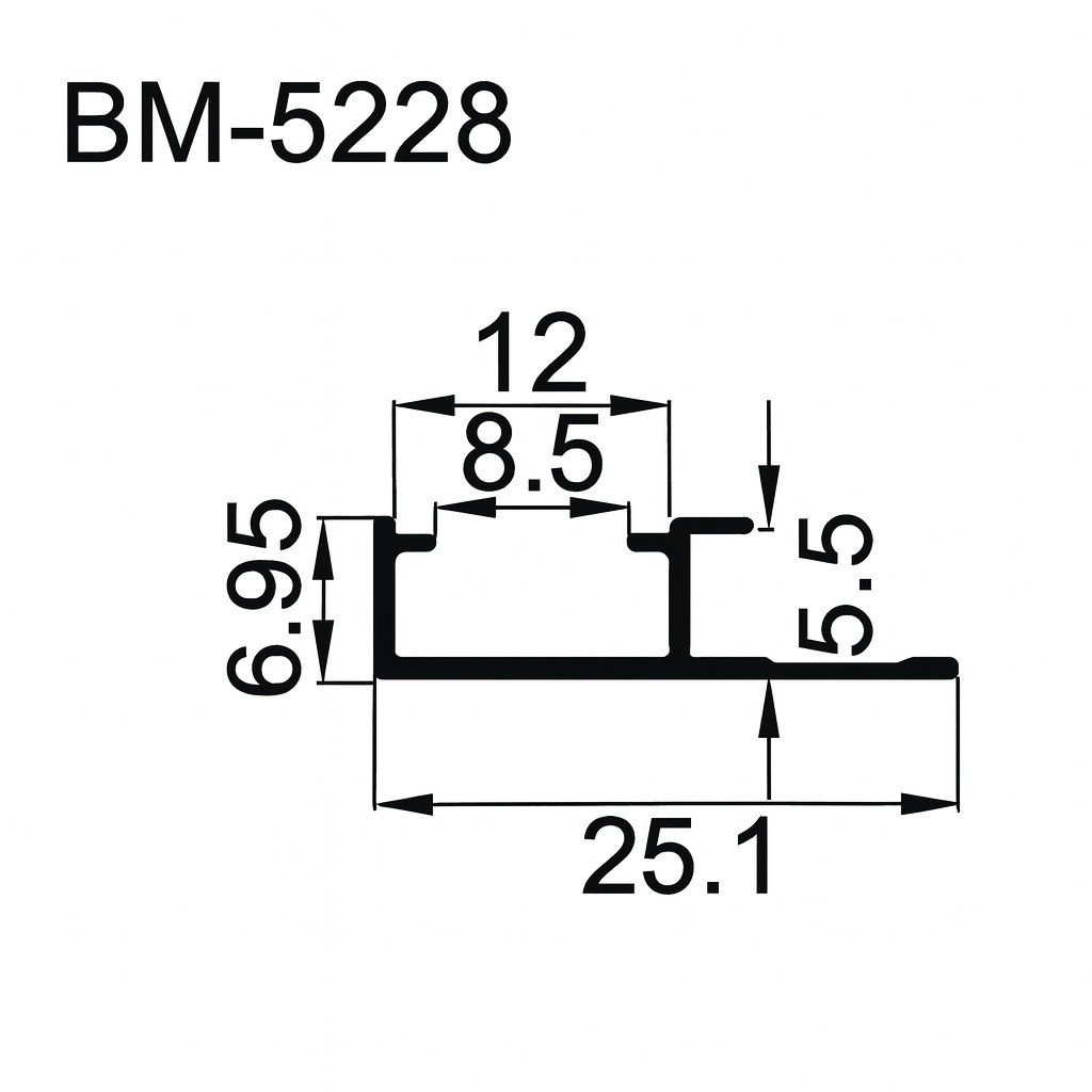 Thanh nẹp nhôm có máng đèn Led BM-5228 8