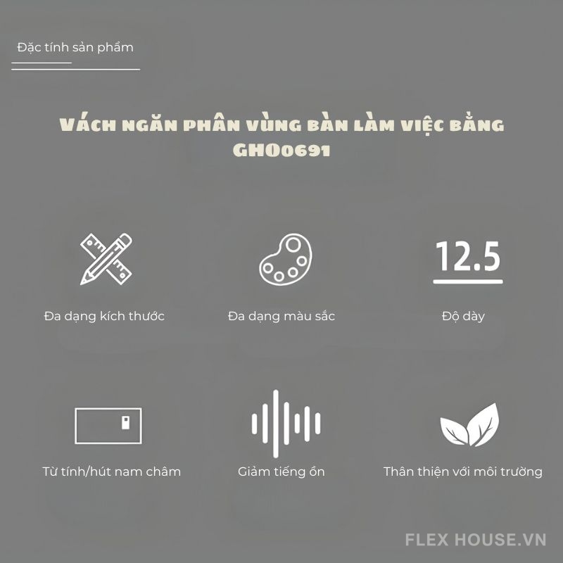 Vách ngăn từ tính phân vùng bàn làm việc GHO0691 2