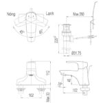 Vòi chậu lavabo rửa mặt nóng lạnh Inax LFV-211S