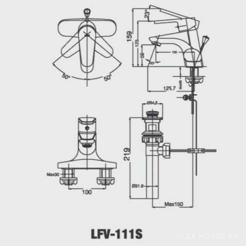 Vòi rửa mặt chậu lavabo 3 lỗ nóng lạnh Inax LFV-111S