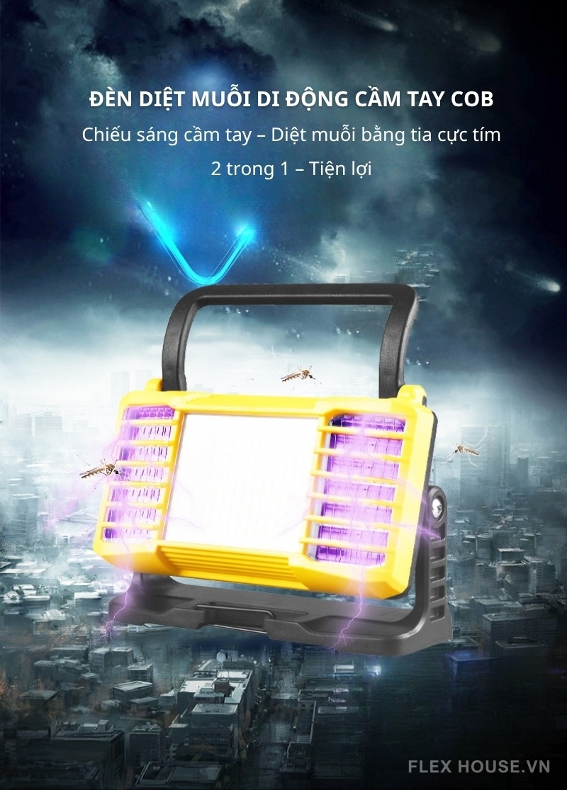 Đèn diệt muỗi chiếu sáng COB sạc USB chống nước H4592