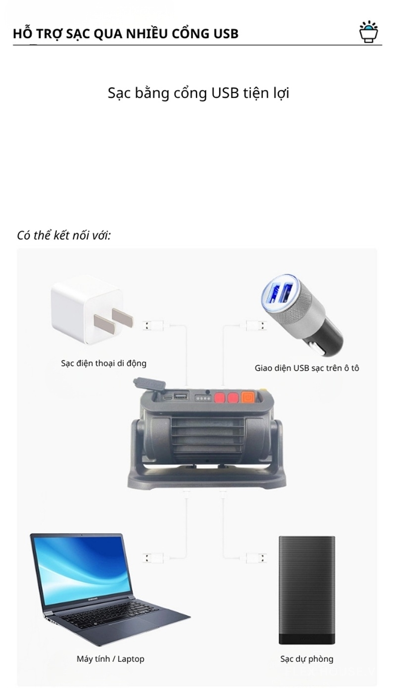 Đèn diệt muỗi chiếu sáng COB sạc USB chống nước H4592