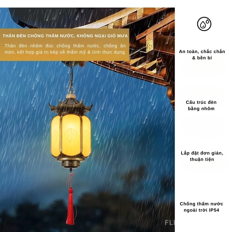 Đèn lồng treo ngoài trời phong cách Á Đông GDL0829