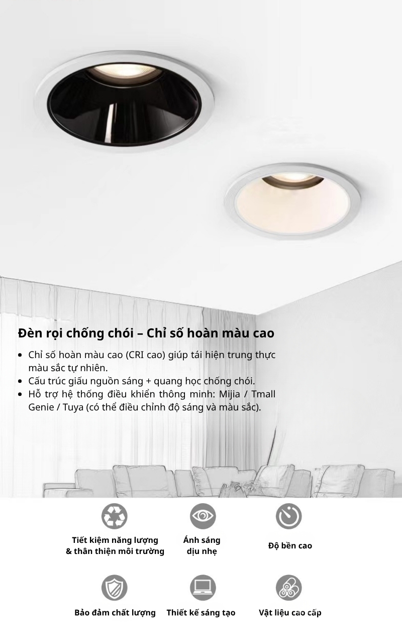 Đèn Spotlight âm trần viền hẹp chống chói XN0273 2 Đèn Spotlight âm trần viền hẹp chống chói XN0273
