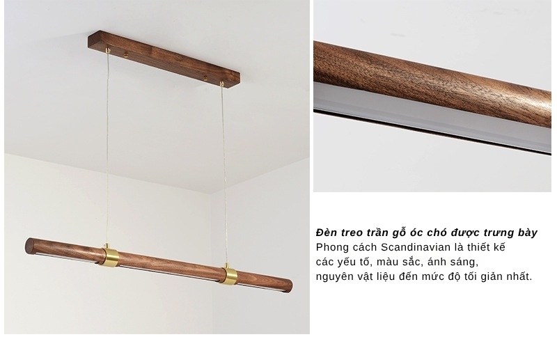 Đèn thả bàn ăn hiện đại gỗ óc chó Bắc Âu DX7862