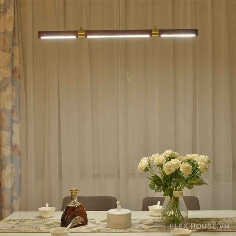 Đèn thả bàn ăn hiện đại gỗ óc chó Bắc Âu DX7862