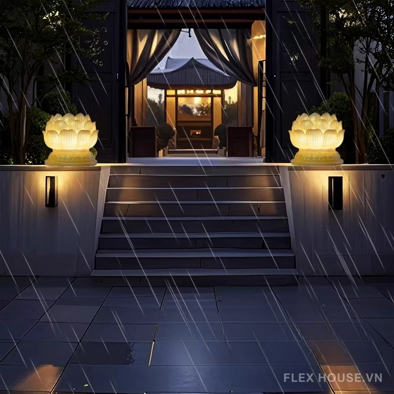 Đèn trụ cổng sân vườn dáng hoa sen BY050J