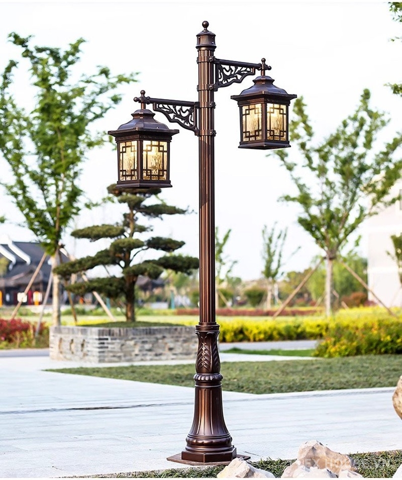 Đèn trụ công viên nhôm đúc phong cách Á Đông MCL1662 11 Đèn trụ công viên năng lượng mặt trời nhôm đúc MCL1662