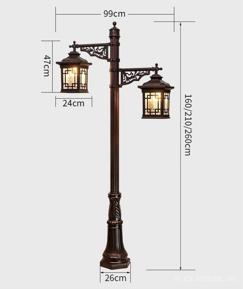 Đèn trụ công viên nhôm đúc phong cách Á Đông MCL1662 2 Đèn trụ công viên nhôm đúc phong cách Á Đông MCL1662