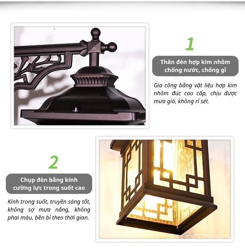 Đèn trụ công viên nhôm đúc phong cách Á Đông MCL1662 3 Đèn trụ công viên năng lượng mặt trời nhôm đúc MCL1662