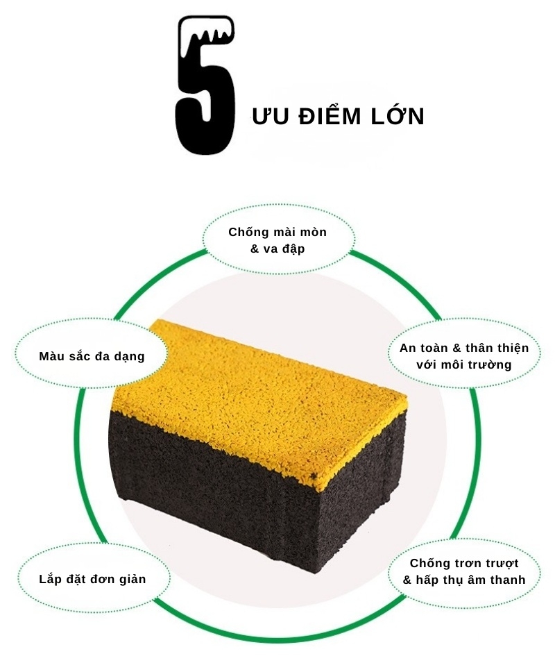 Gạch cao su hạt SBR nhuộm màu lát lối đi sân vườn GV7938