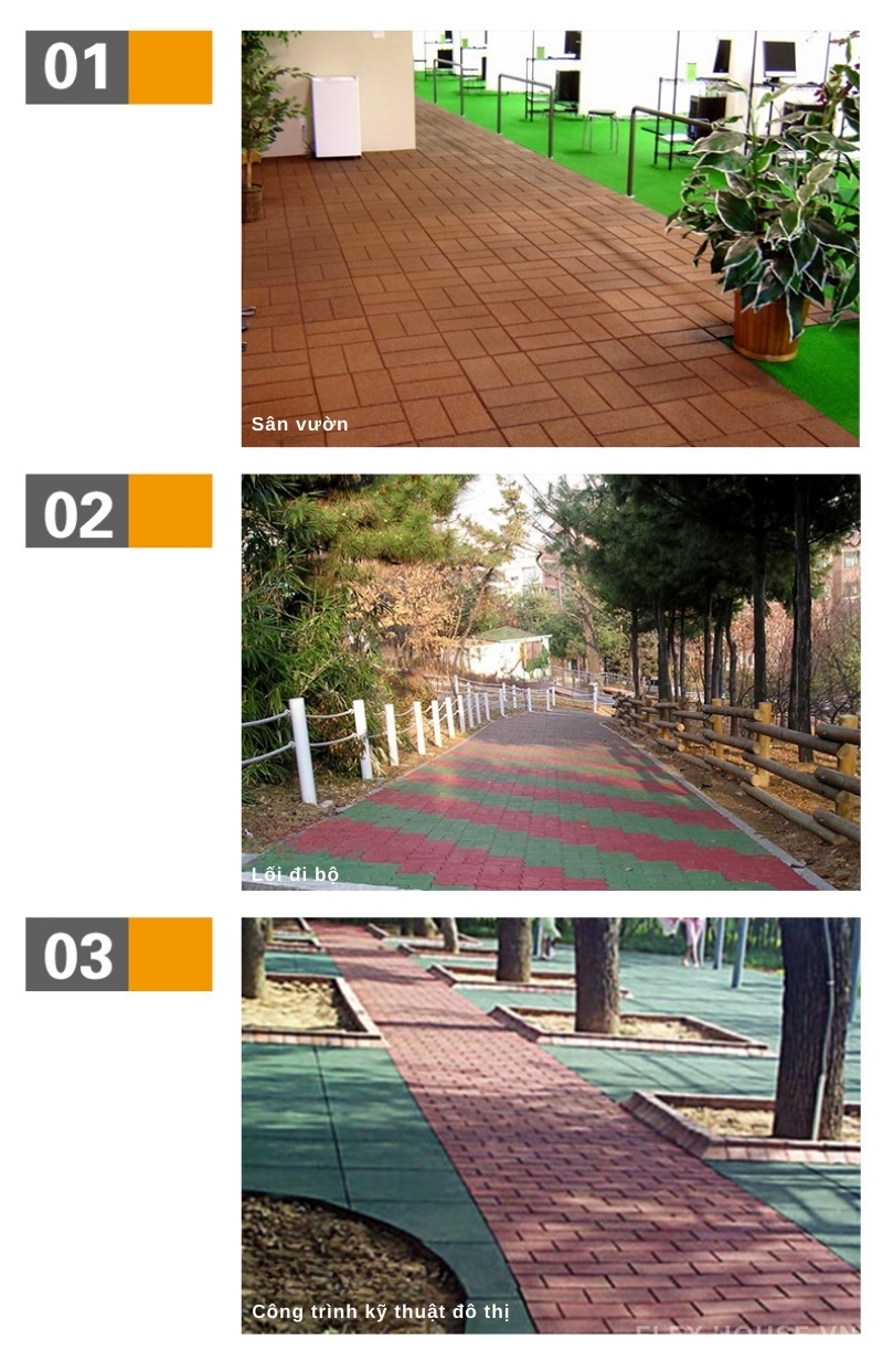 Gạch cao su hạt SBR lát lối đi sân vườn GV7938