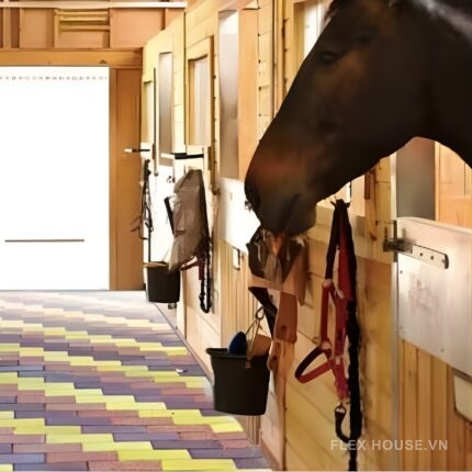 Gạch cao su hạt SBR lát sân vườn chuồng ngựa GV7938