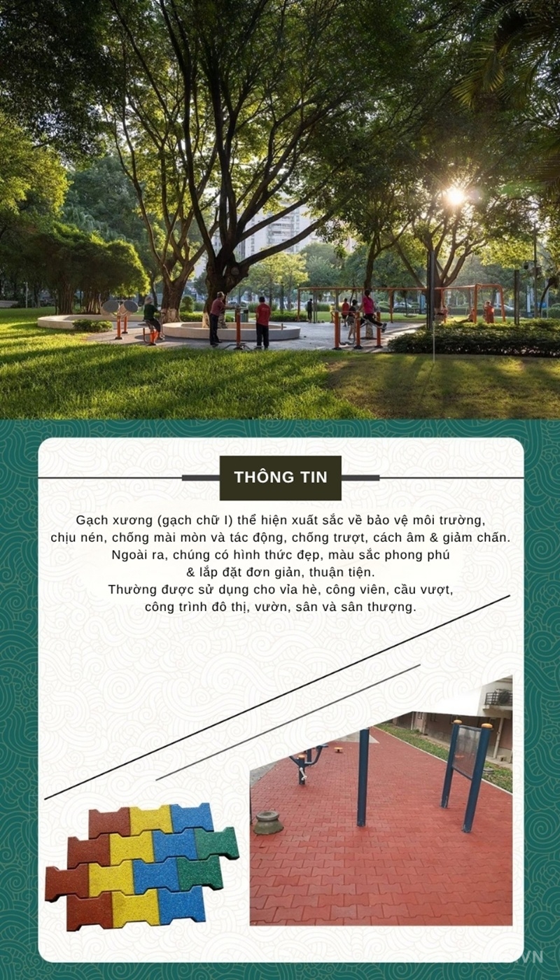 Gạch cao su hình xương chó lát ngoài trời GV5133