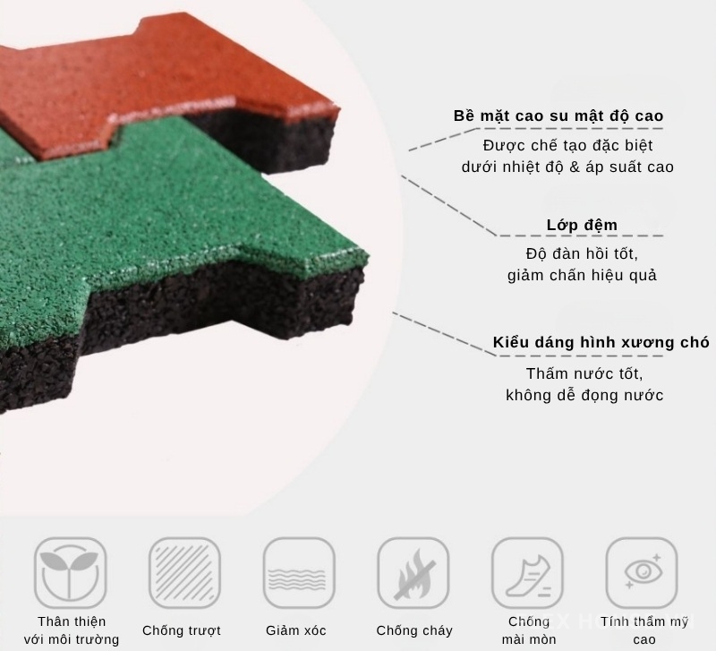 Gạch cao su hình xương chó lát ngoài trời GV5133