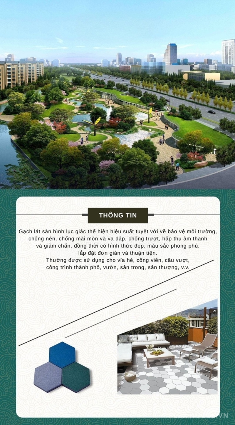 Gạch cao su lục giác chống trượt ngoài trời GV2934 1 Gạch cao su lục giác chống trượt ngoài trời GV2934