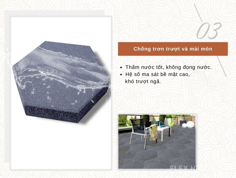 Gạch cao su lục giác chống trượt ngoài trời GV2934 6 Gạch cao su lục giác chống trượt ngoài trời GV2934