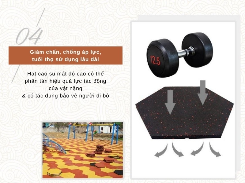 Gạch cao su lục giác chống trượt ngoài trời GV2934 7 Gạch cao su lục giác chống trượt ngoài trời GV2934