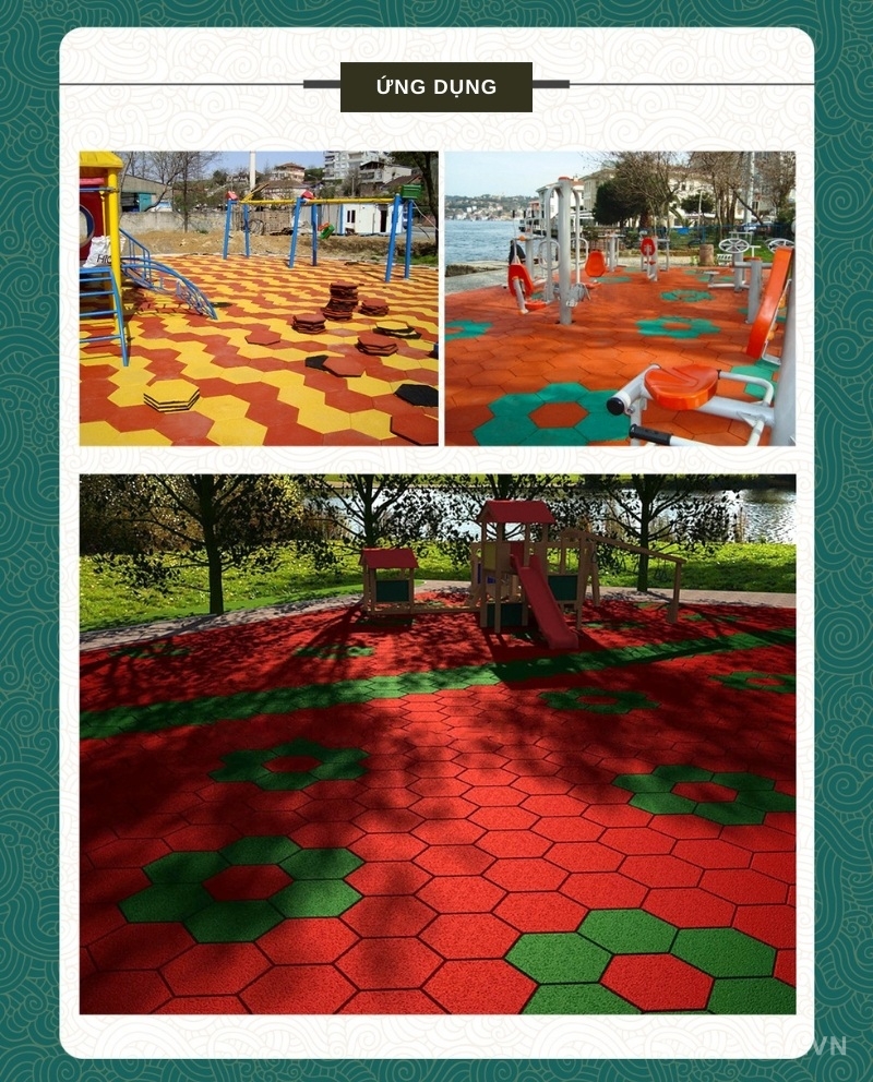 Gạch cao su lục giác chống trượt ngoài trời GV2934 8 Gạch cao su lục giác chống trượt ngoài trời GV2934