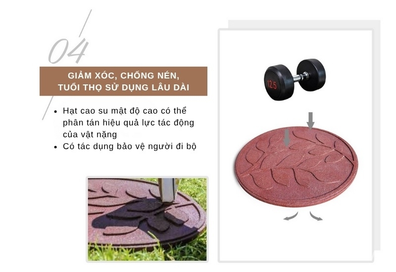 Gạch cao su tròn chống cháy giảm chấn GV1925 6 Gạch cao su tròn chống cháy giảm chấn GV1925