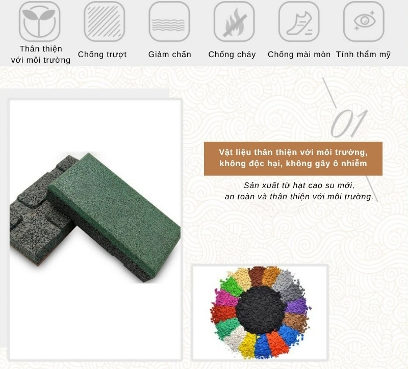 Gạch cao su thanh EPDM chống trượt giảm chấn GV6420 4 Gạch cao su thanh EPDM chống trượt giảm chấn GV6420