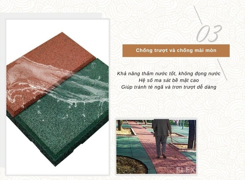 Gạch cao su thanh EPDM chống trượt giảm chấn GV6420 6 Gạch cao su thanh EPDM chống trượt giảm chấn GV6420